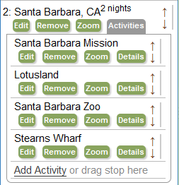 Activities allow you to roughly plan what you are doing on the way to a destination or at a destination.