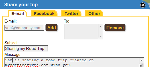 Share your trips via e-mail or social networks with your family and friends quickly and easily.