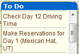 The myscenicdrives.com Road Trip Planner includes a To Do List to help plan your trip