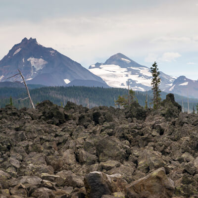 Lava Field in front of Three Sisters Mountains