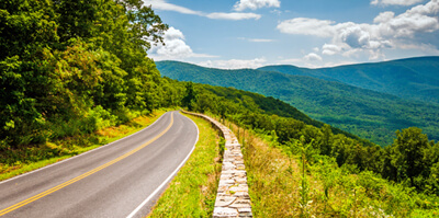 The Blue Ridge Mountains along Skyline Drive